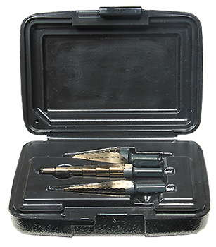 3pc. Multi-Diameter Gold Oxide Step Drill 3-Flats on Shank Set