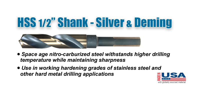 HSS Heavy -Duty 1/2" Reduced Shank Silver & Deming Type 130-AG